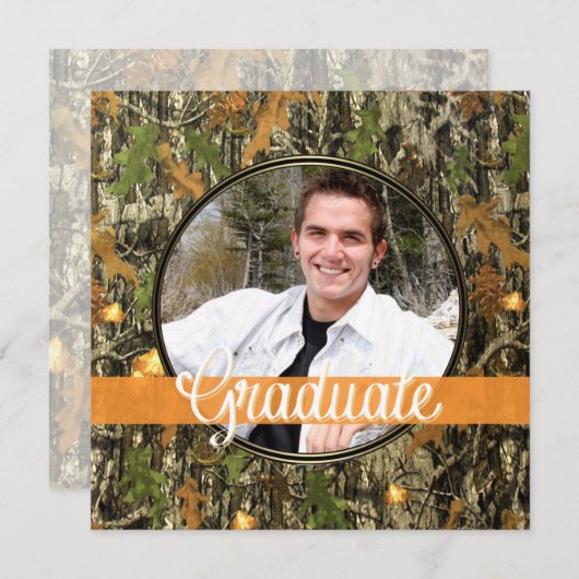 Uitnodiging voor de Hunting Camo Graduation Party (Voorkant / Achterkant)