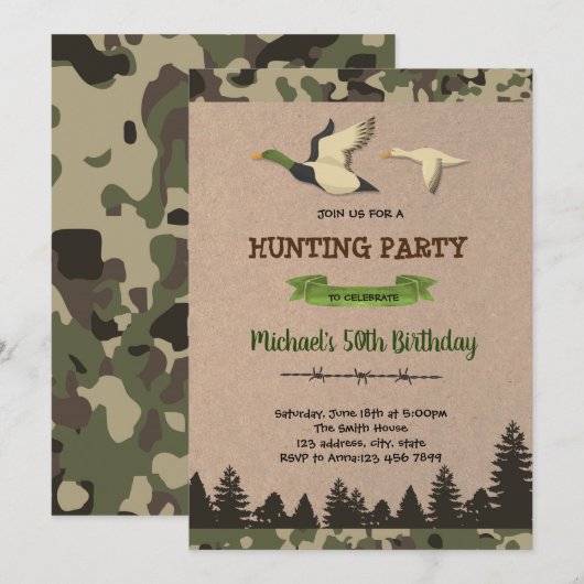 Uitnodiging voor de jacht op eenden (Voorkant / Achterkant)