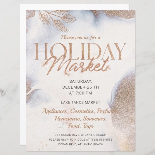 Uitnodiging voor de kerst-gouden winterfeestdag (Voorkant / Achterkant)