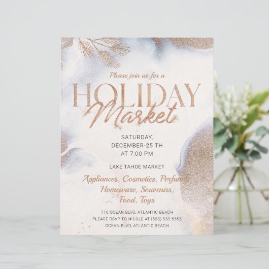 Uitnodiging voor de kerst-gouden winterfeestdag (Staand voorkant)