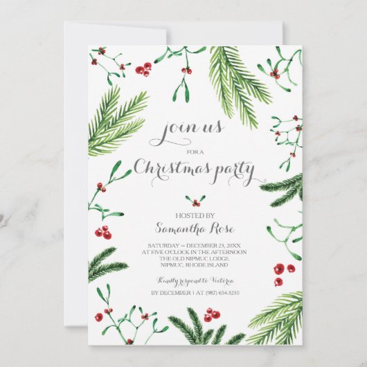 Uitnodiging voor de kerstfunctie - Greenery (Voorkant)