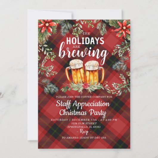 Uitnodiging voor de kerstparty-brouwerij (Voorkant)