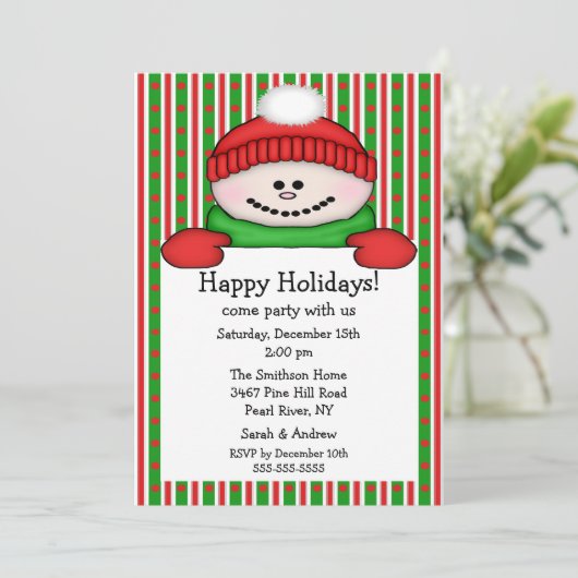Uitnodiging voor de Kinder feestdag in Snowman (Staand voorkant)