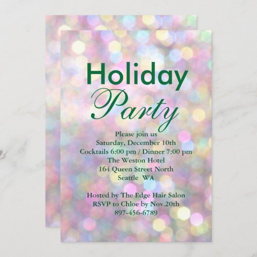 Uitnodiging voor de kleurrijke Corporate Holiday P (Voorkant / Achterkant)