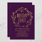 Uitnodiging voor de kort-makende feestdag - Paars (Voorkant / Achterkant)