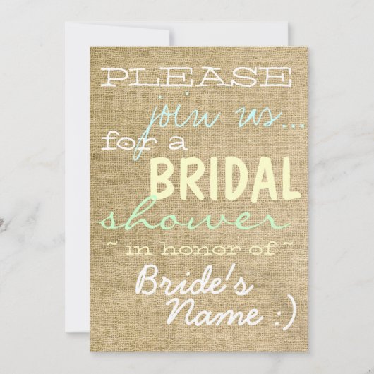  uitnodiging voor de korte landingshoek van Burlap (Voorkant)