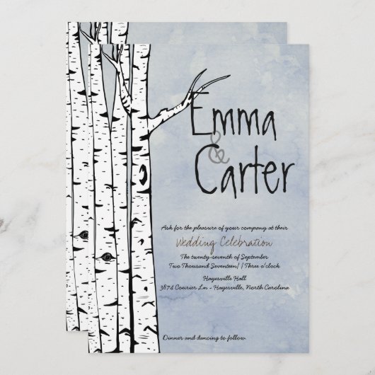 Uitnodiging voor de lente-vogelboom (Voorkant / Achterkant)