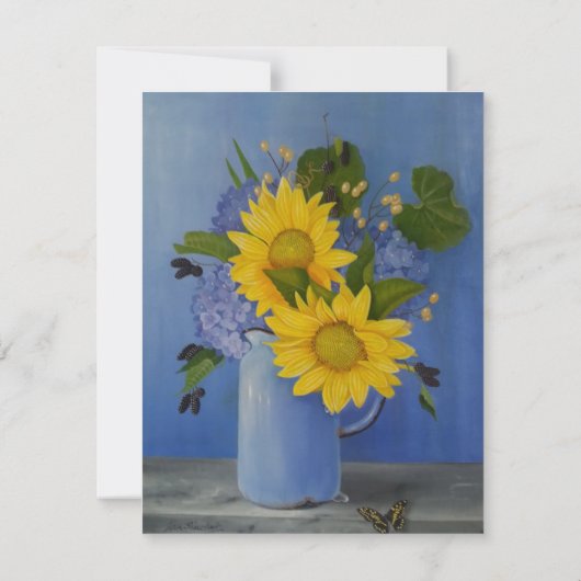 Uitnodiging voor de lentes op zonnebloemen (Achterkant)