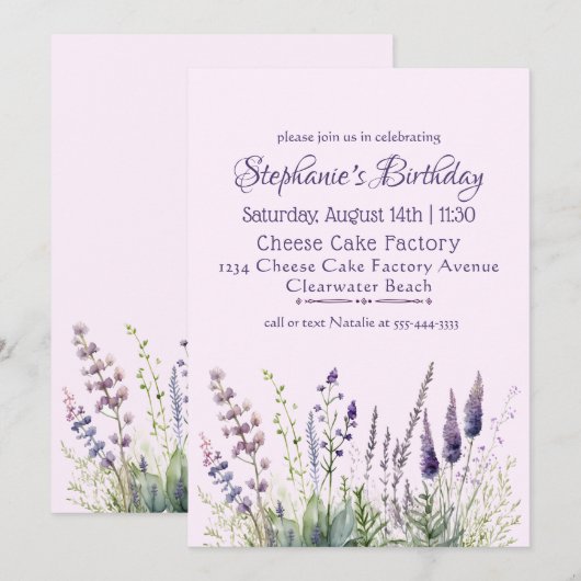 Uitnodiging voor de Luncheon van de Verjaardag van (Voorkant / Achterkant)