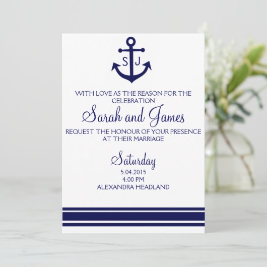 uitnodiging voor de marinebruiloft (Staand voorkant)