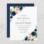 uitnodiging voor de marineschok en de bruine roze  (Voorkant / Achterkant)