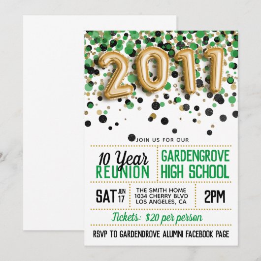 Uitnodiging voor de middelbare school reünie van 2 (Voorkant / Achterkant)