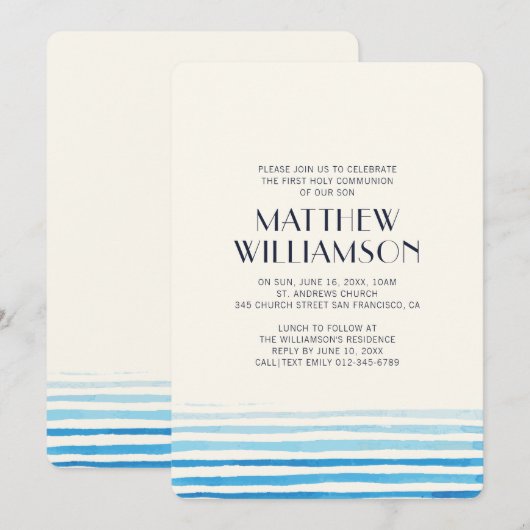 Uitnodiging voor de Modern Waterverf Stripes commu (Voorkant / Achterkant)