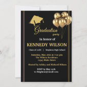 Uitnodiging voor de moderne Black Gold Graduation  (Voorkant)