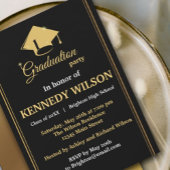 Uitnodiging voor de moderne Black Gold Graduation 
