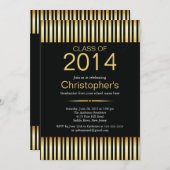 Uitnodiging voor de moderne Gold Stripes Graduatio (Voorkant / Achterkant)