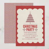 Uitnodiging voor de moderne Rode Kerst Boom (Voorkant / Achterkant)