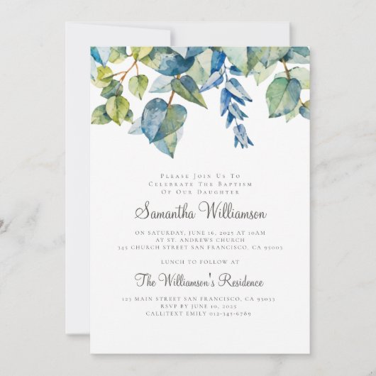 Uitnodiging voor de moderne Waterverf gebladerte (Voorkant)