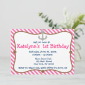 Uitnodiging voor de Nautical Birthday Party van he (Staand voorkant)