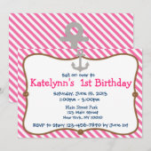 Uitnodiging voor de Nautical Birthday Party van he (Voorkant / Achterkant)