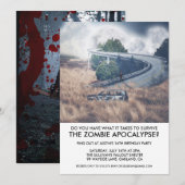 Uitnodiging voor de overlevingspartij Zombie Apoca (Voorkant / Achterkant)