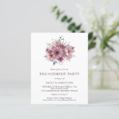 Uitnodiging voor de Paarse Florals Engagement Part (Staand voorkant)