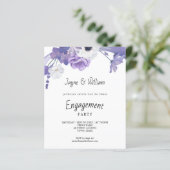 Uitnodiging voor de Paarse Florals Engagement Part (Staand voorkant)