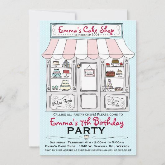 Uitnodiging voor de partij Cake (Voorkant)