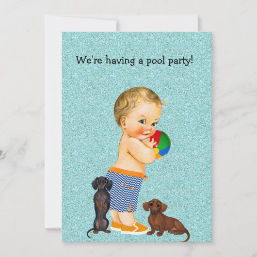 Uitnodiging voor de partij Dachshund Pool (Voorkant)