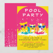 Uitnodiging voor de partij Doggie Pool | (Voorkant / Achterkant)