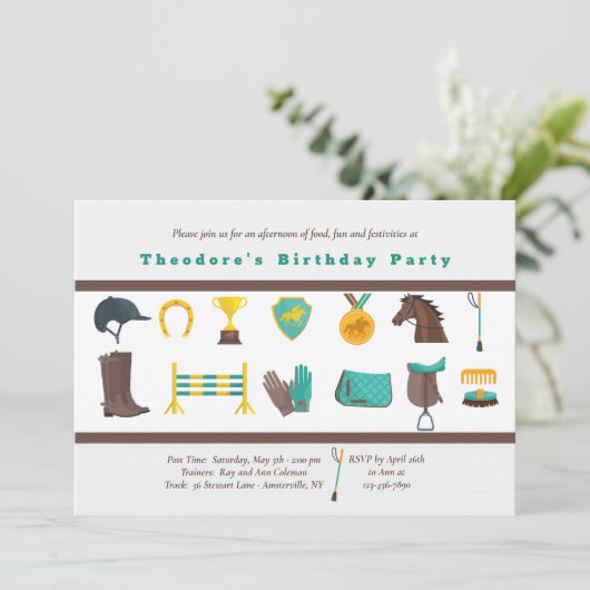 uitnodiging voor de partij Equestrian Elements Bir (Staand voorkant)