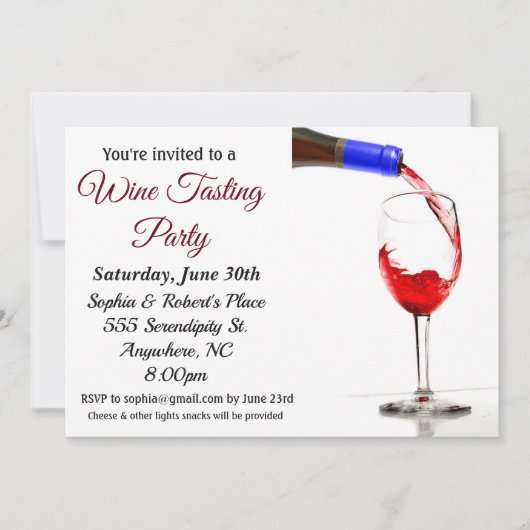 Uitnodiging voor de partij Pour Wine Tasting (Voorkant)