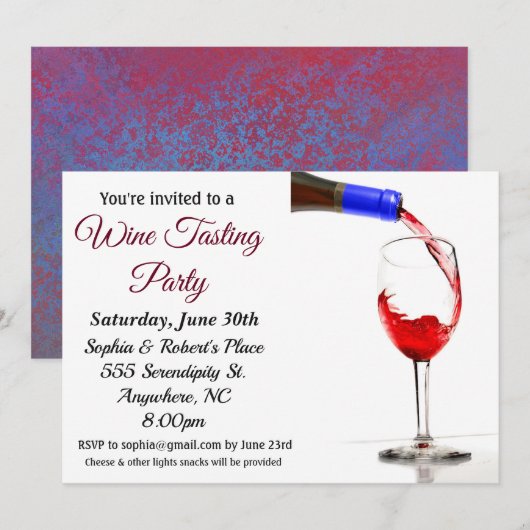Uitnodiging voor de partij Pour Wine Tasting (Voorkant / Achterkant)