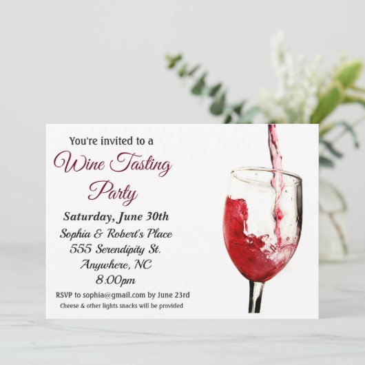 Uitnodiging voor de partij Pour Wine Tasting (Staand voorkant)