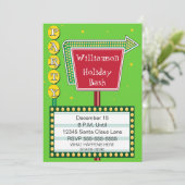 Uitnodiging voor de partij Retro Sign Holiday (Staand voorkant)