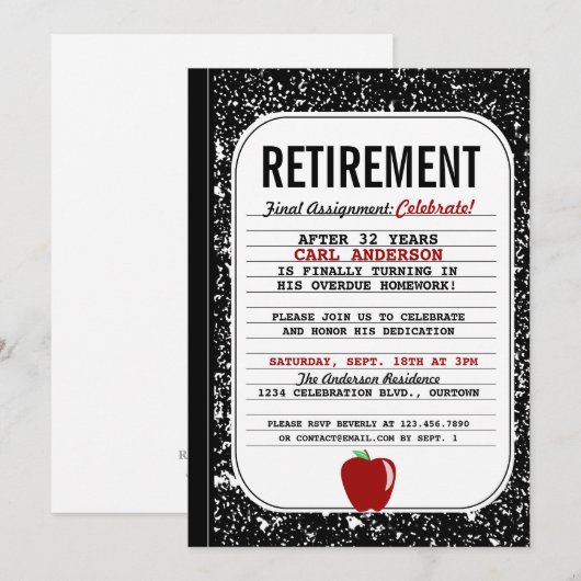 Uitnodiging voor de Partij voor de Pensionering va (Voorkant / Achterkant)