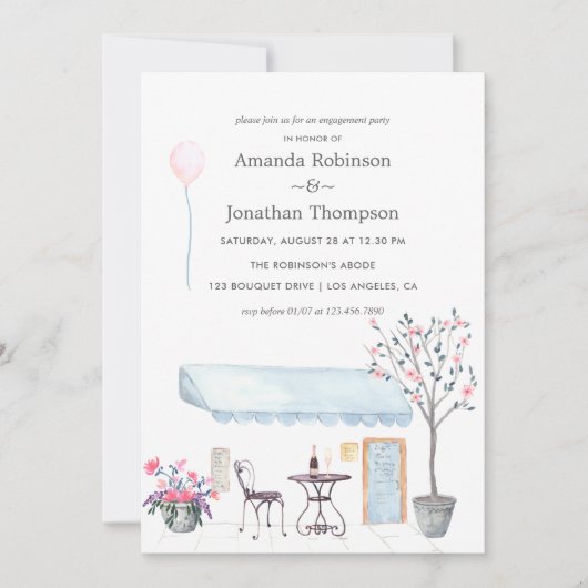 Uitnodiging voor de partij voor de waterverf in Pa (Voorkant)