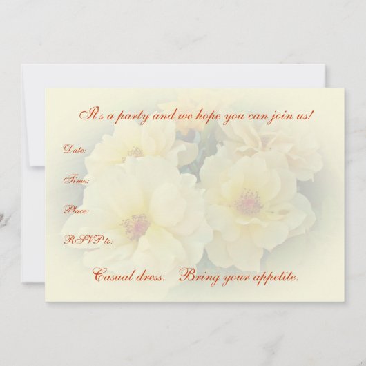 Uitnodiging voor de partij voor Gele Rozen (Achterkant)