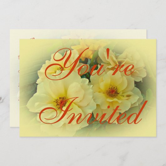 Uitnodiging voor de partij voor Gele Rozen (Voorkant / Achterkant)