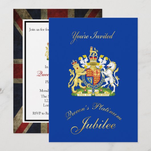Uitnodiging voor de Platinum Jubilee-partij van ko (Voorkant / Achterkant)