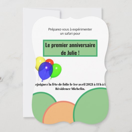 uitnodiging voor de premier van Le anniversaire (Voorkant)