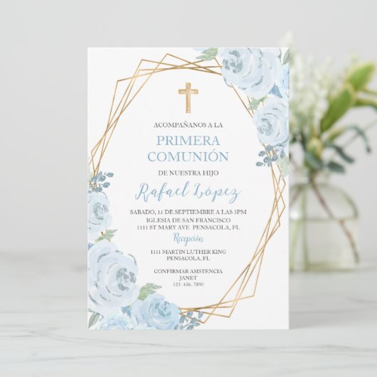 Uitnodiging voor de primera communión. (Staand voorkant)