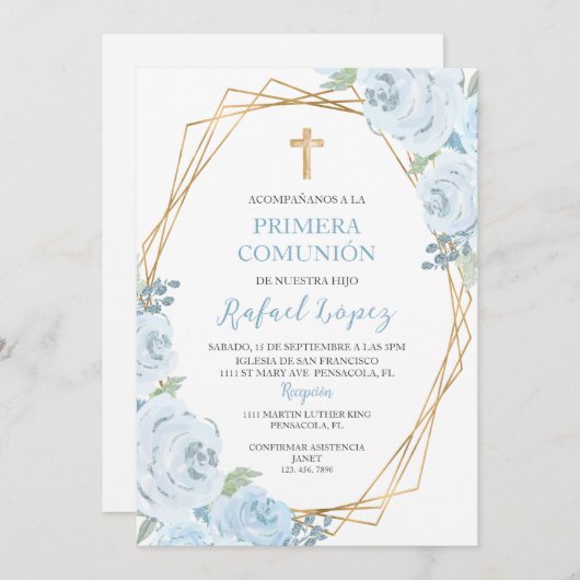 Uitnodiging voor de primera communión. (Voorkant / Achterkant)
