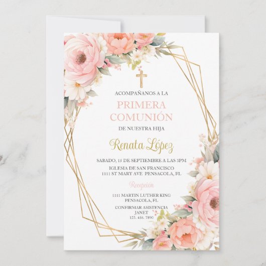 Uitnodiging voor de primera communión. (Voorkant)