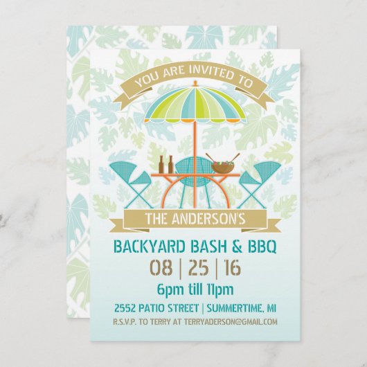 Uitnodiging voor de Retro Summer Party (Voorkant / Achterkant)