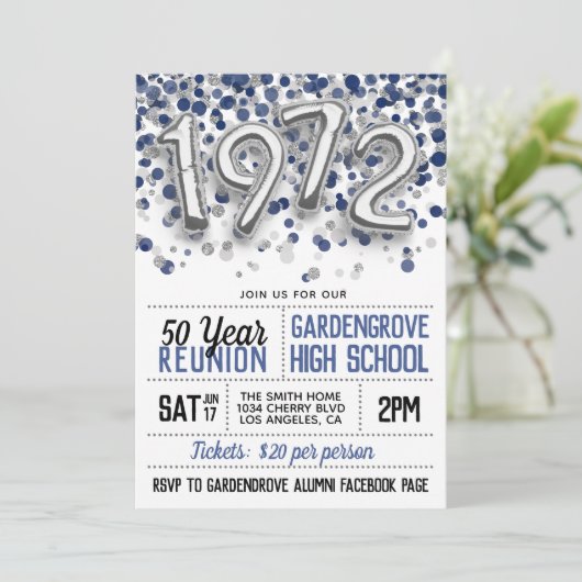 Uitnodiging voor de reünie van de middelbare schoo (Staand voorkant)