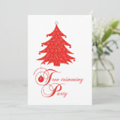 Uitnodiging voor de Rode Lace-kerstboom (Staand voorkant)