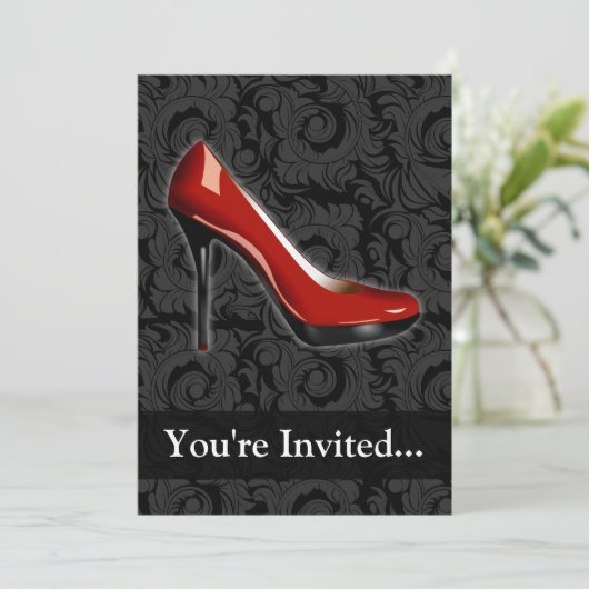 Uitnodiging voor de Rode Sassy Schoen (Staand voorkant)