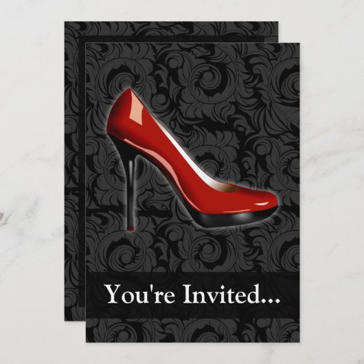 Uitnodiging voor de Rode Sassy Schoen (Voorkant / Achterkant)