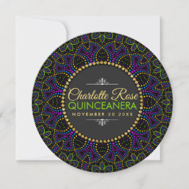 uitnodiging voor de ronde Neon Mandala Groovy Quin